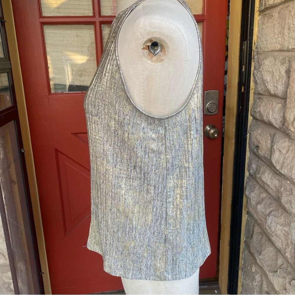 Moulinette Soeurs by Anthropologie shimmer silver gold festive tank top S - Picture 8 of 13